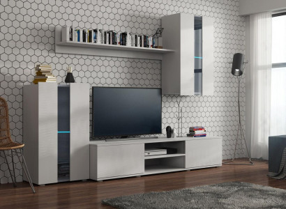 Set Modern Wall unit Display cabinets Shelf Wardrobe Living room Modern style wall units 4 pieces